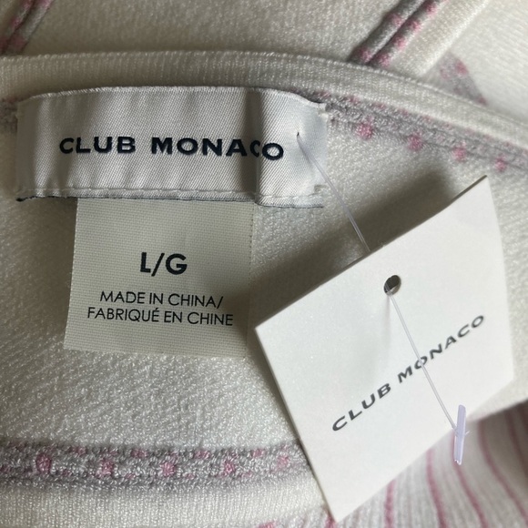 Club Monaco Raeni Stretchy NWT Halter Top Knit Wide Straps Chandails White Pink - Picture 10 of 15